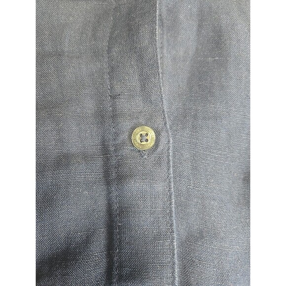 Tommy Bahama Women's Navy Linen St Lucia Boyfriend Shirt Size Small Roll Tab Raw - Picture 6 of 12